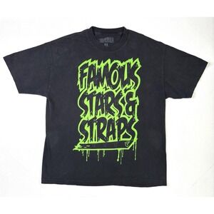 Famous Stars And Straps T-Shirt Men's XL Y2K Logo Skater Black Green